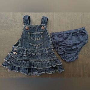 Baby Gap Denim Overall Dress w/ Bloomers Size 3–6 Months Ruffle Skirt